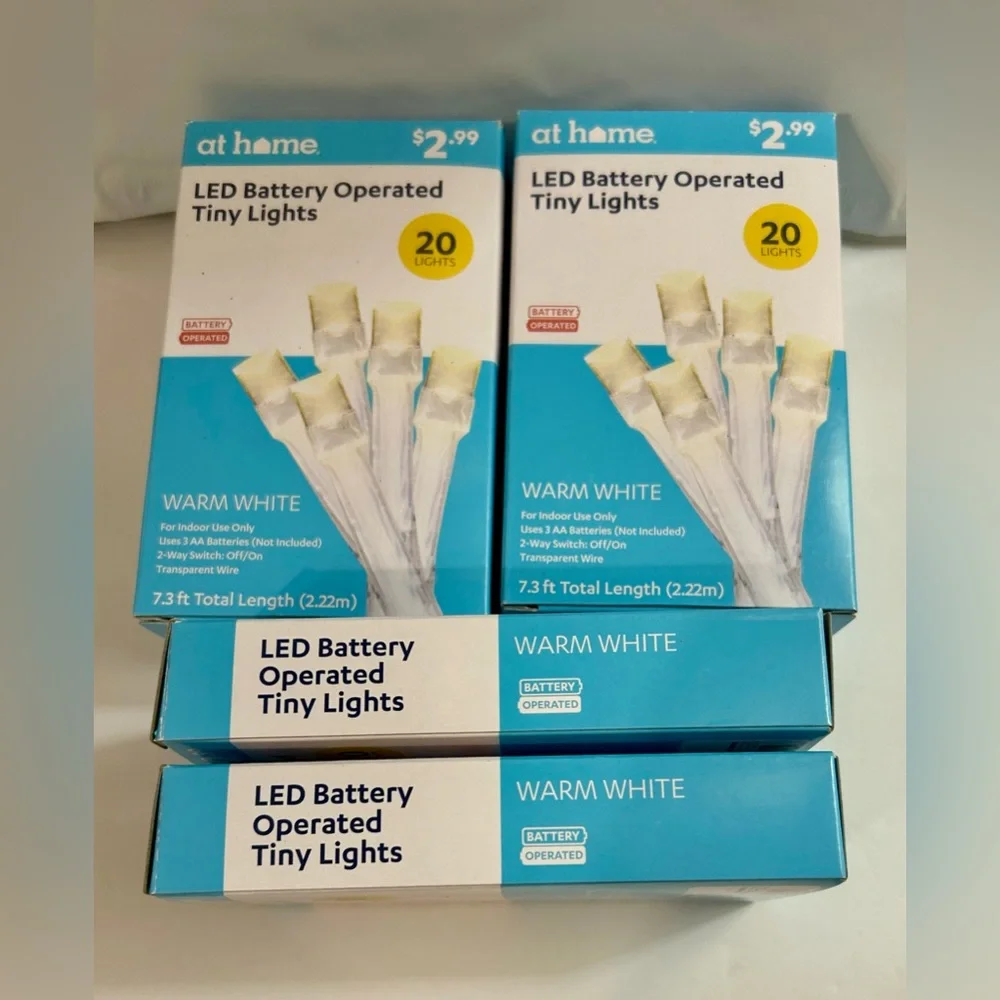 Lot of 6 NIB - 20 LED Tiny Lights Battery Operated 7.3 ft